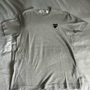 Comme des Garçons PLAY Grey T-Shirt with Black Heart Logo